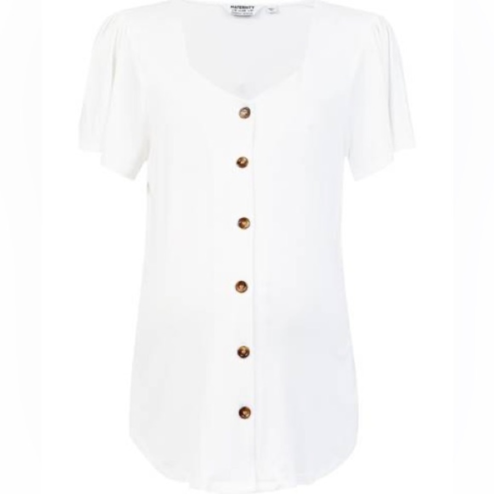 Dorothy Perkins Women Maternity White Sweetheart Button Top